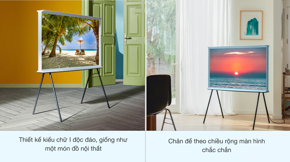 Smart Tivi Kiểu Chữ Có Chân The Serif QLED Samsung 4K 55 inch QA55LS01T