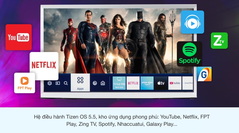 Smart Tivi Kiểu Chữ Có Chân The Serif QLED Samsung 4K 55 inch QA55LS01T - Tizen OS 5.5