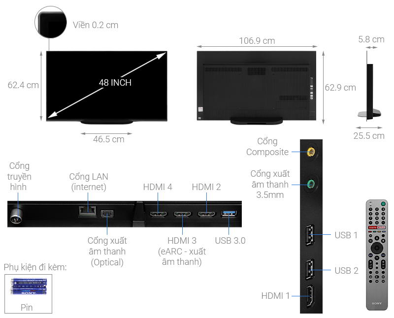 Android Tivi OLED Sony 4K 48 inch KD-48A9S