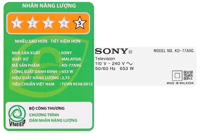 Android Tivi OLED Sony 4K 77 inch KD-77A9G Màu Đen