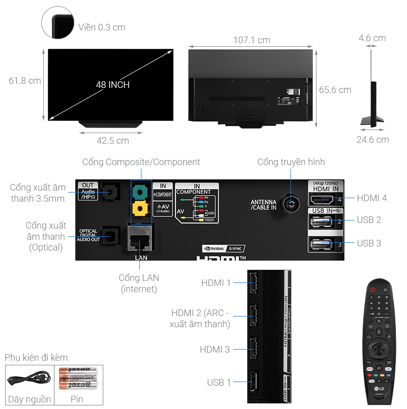 Thông số kỹ thuật Smart Tivi OLED LG 4K 48 inch 48CXPTA