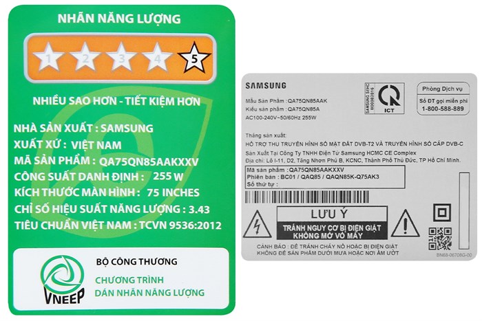 Smart Tivi Neo QLED 4K 75 inch Samsung QA75QN85A Màu Đen