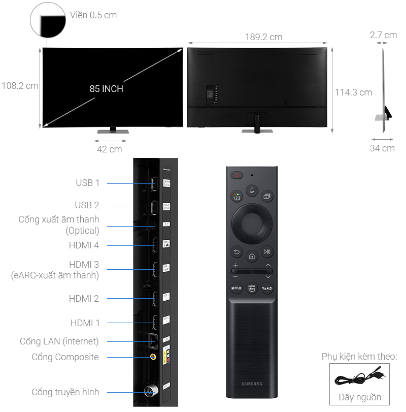 Smart Tivi Neo QLED 4K 85 inch Samsung QA85QN85A