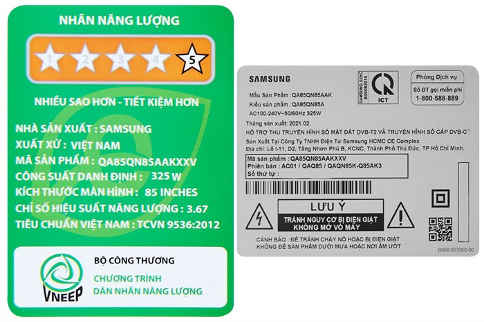 Smart Tivi Neo QLED 4K 85 inch Samsung QA85QN85A Màu Đen