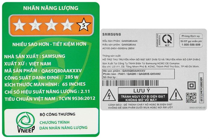 Smart Tivi QLED 4K 65 inch Samsung QA65Q80A Màu Đen