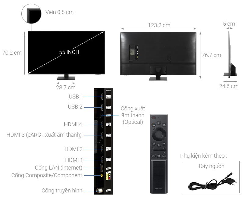 Smart Tivi QLED 4K 55 inch Samsung QA55Q70A