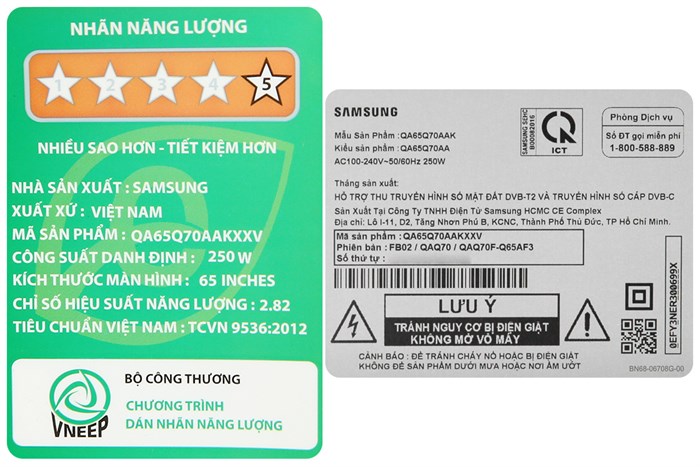Smart Tivi QLED 4K 65 inch Samsung QA65Q70A Màu Đen