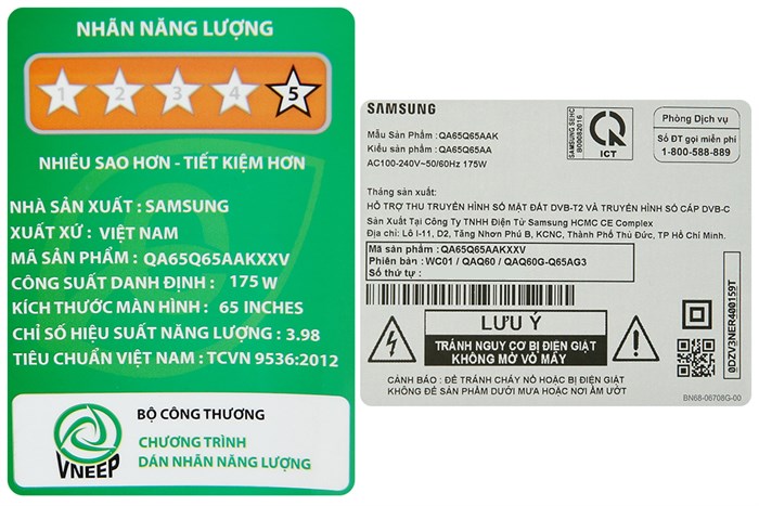 Smart Tivi QLED 4K 65 inch Samsung QA65Q65A Màu Đen