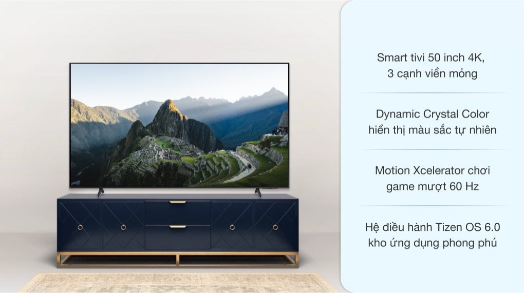 Smart Tivi Samsung 4K Crystal UHD 50 inch UA50AU8100