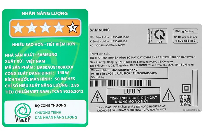 Smart Tivi Samsung 4K Crystal UHD 50 inch UA50AU8100 Màu Đen