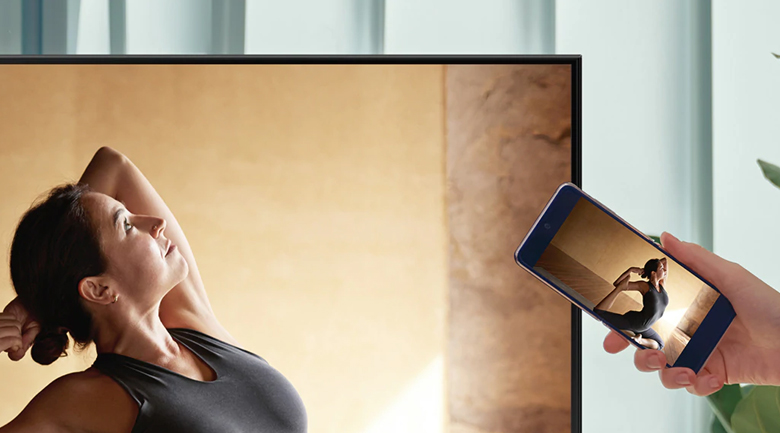 Smart Tivi Samsung 4K 50 inch UA50AU8100 - Chiếu màn hình điện thoại lên tivi với tính năng Tap View