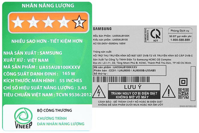 Smart Tivi Crystal UHD Samsung 4K 55 inch UA55AU8100 Màu Đen