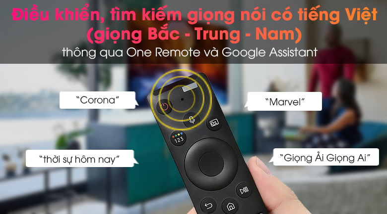 Smart Tivi Samsung 4K 70 inch UA70AU8100 - Điều khiển bằng giọng nói có hỗ trợ tiếng Việt giọng Bắc - Trung - Nam nhờ One Remote và Google Assistant
