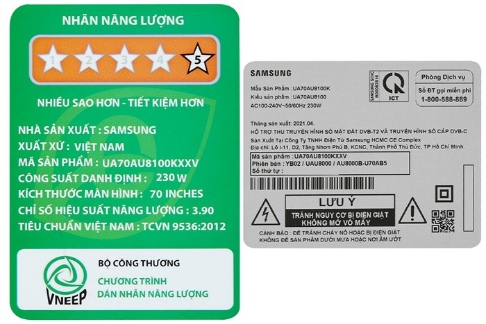 Smart Tivi Samsung 4K Crystal UHD 70 inch UA70AU8100 Màu Đen