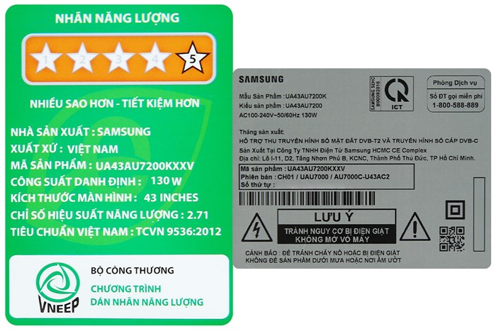 Smart Tivi Samsung 4K Crystal UHD 43 inch UA43AU7200 Màu Đen