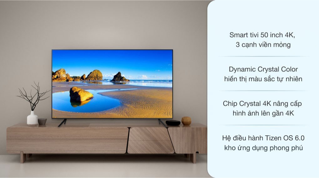 Smart Tivi Samsung 4K Crystal UHD 50 inch UA50AU7200