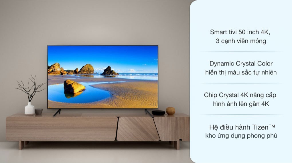 Smart Tivi Samsung 4K Crystal UHD 50 inch UA50AU7200