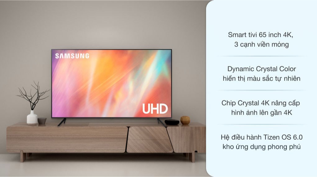 Smart Tivi Samsung 4K Crystal UHD 65 inch UA65AU7200