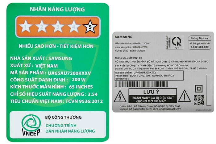 Smart Tivi Samsung 4K Crystal UHD 65 inch UA65AU7200 Màu Đen