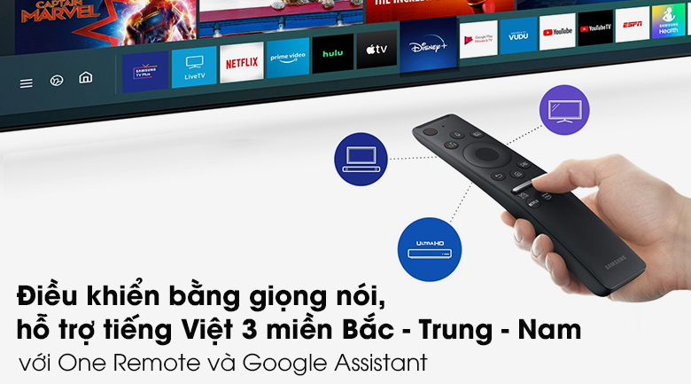 Smart Tivi Samsung 4K 75 inch UA75AU7000 - Điều khiển qua giọng nói có tiếng Việt giọng Bắc - Trung _ nam cùng One Remote và Google Assistant