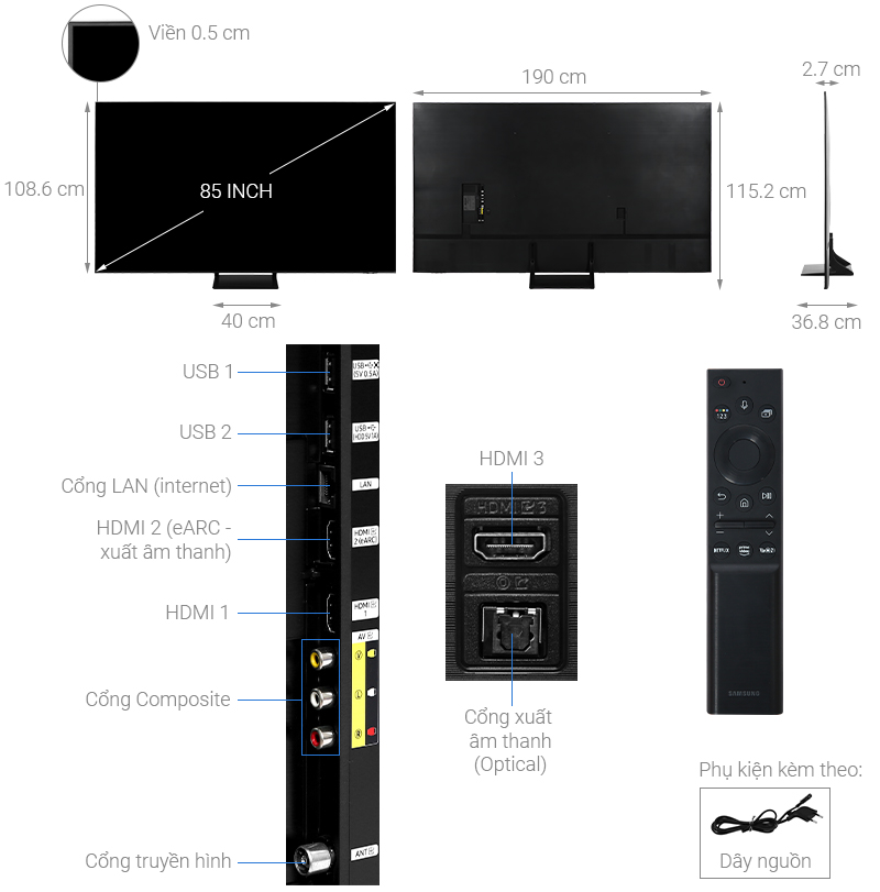 Smart Tivi QLED Samsung 4K 85 inch QA85Q60A