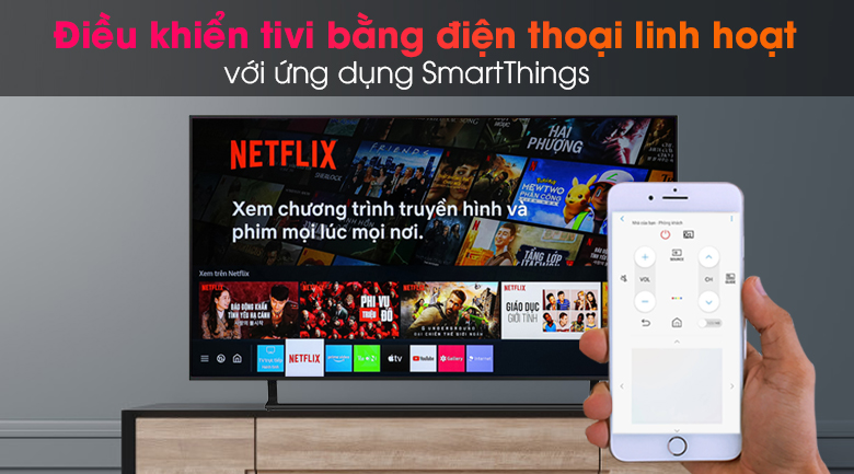 Smart Tivi Led Samsung 4K 43 inch UA43AU9000 - Sử dụng điện thoại để điều khiển tivi bằng ứng dụng SmartThings