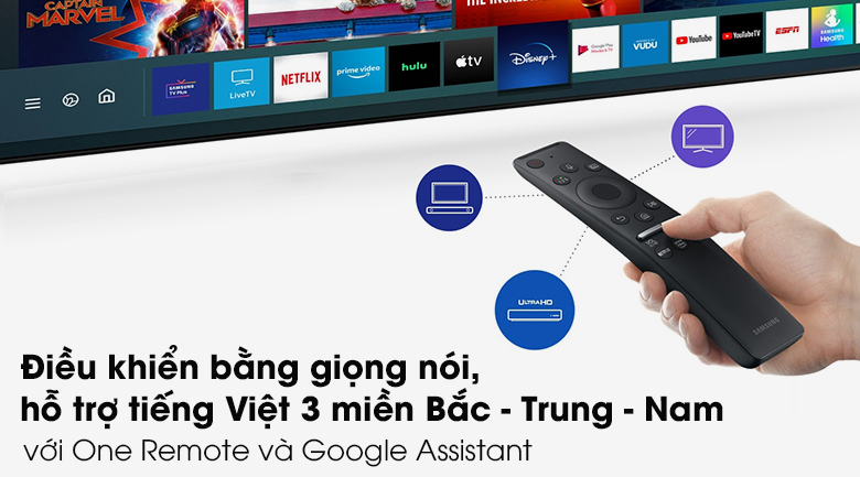 Smart Tivi Led Samsung 4K 43 inch UA43AU9000 - Điều khiển bằng giọng nói có tiếng Việt giọng 3 miền cùng One Remote và trợ lý ảo Google Assistant