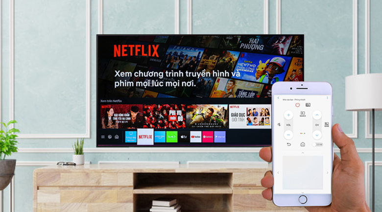 Smart Tivi Led Samsung 4K 43 inch UA43AU9000 - Sử dụng điện thoại để điều khiển tivi bằng ứng dụng SmartThings
