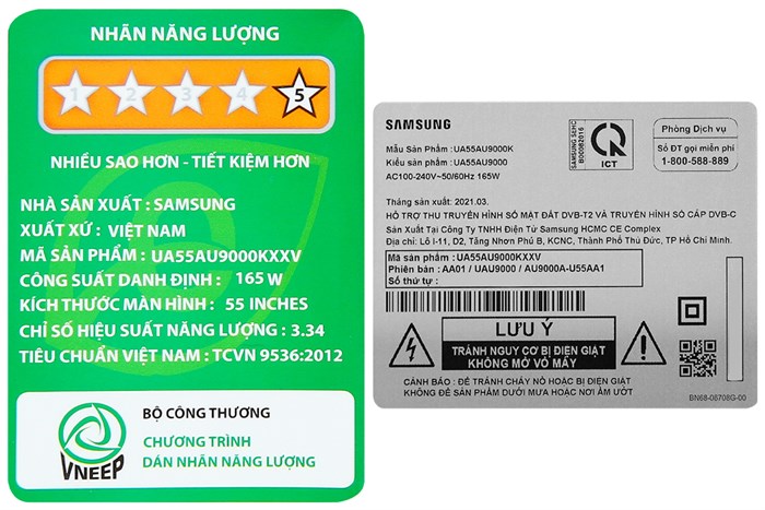 Smart Tivi Samsung 4K Crystal UHD 55 Inch UA55AU9000 Màu Đen