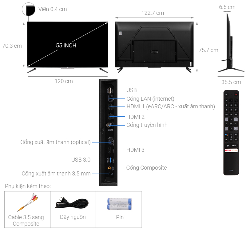 Android Tivi QLED TCL 4K 55 inch 55Q726