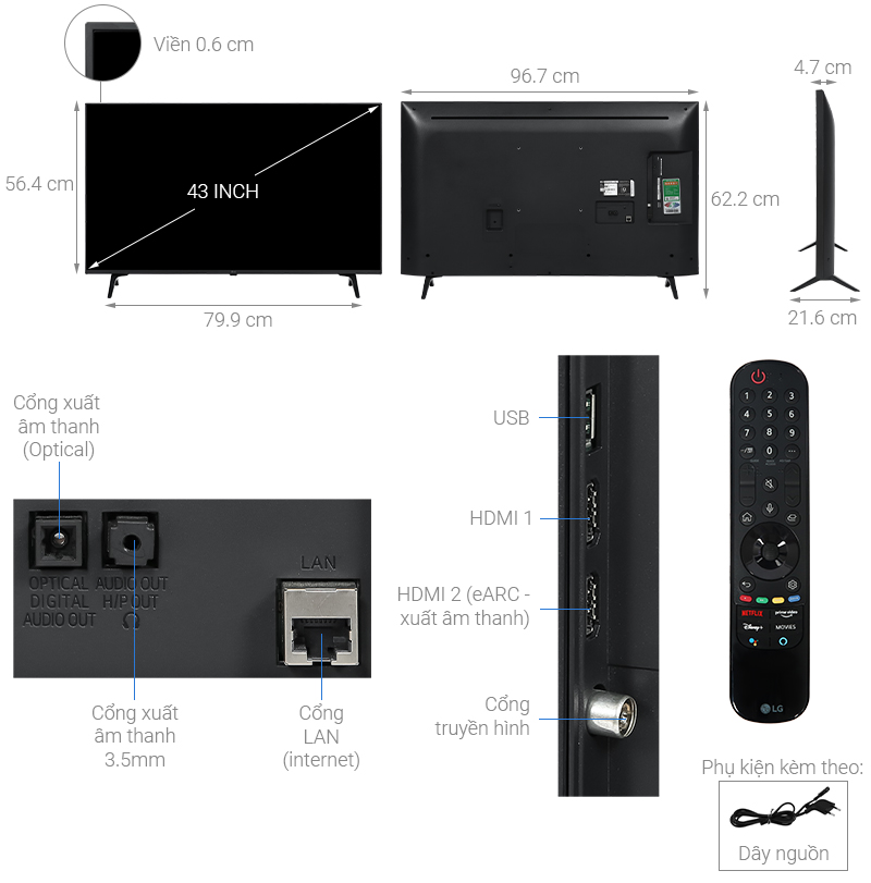 Smart Tivi LG 4K 43 Inch 43UP7750PTB - giá tốt, có trả góp