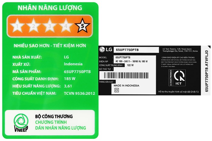 Smart Tivi LG 4K 65 inch 65UP7750PTB Màu Đen