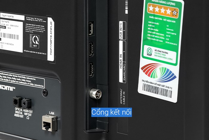 Smart Tivi LG 4K 75 inch 75UP7750PTB Màu Đen