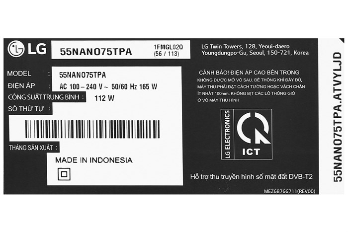 Smart Tivi NanoCell LG 4K 55 inch 55NANO75TPA Màu Đen