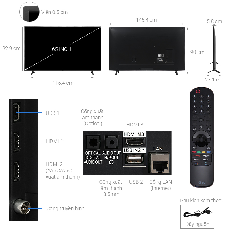 LG 65 NanoCell 4K Smart TV- 65NANO75UPA