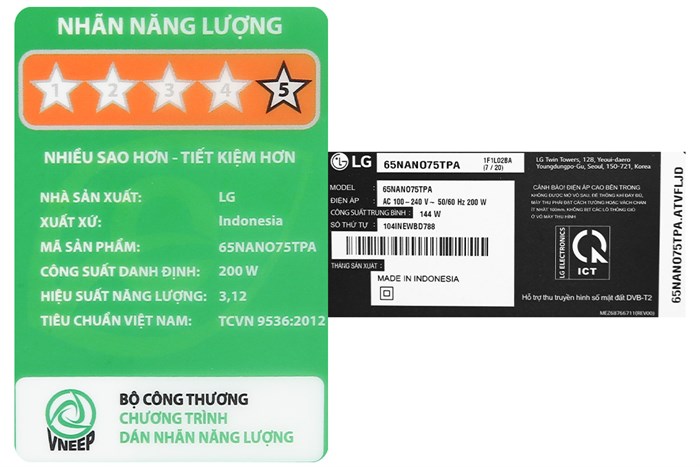 Smart Tivi NanoCell LG 4K 65 inch 65NANO75TPA Màu Đen