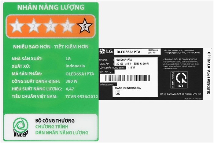 Smart Tivi OLED LG 4K 65 inch 65A1PTA Màu Đen