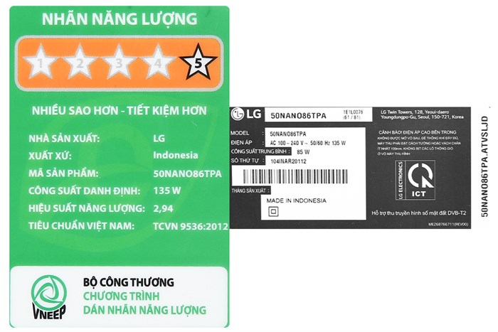 Smart Tivi NanoCell LG 4K 50 inch 50NANO86TPA Màu Đen