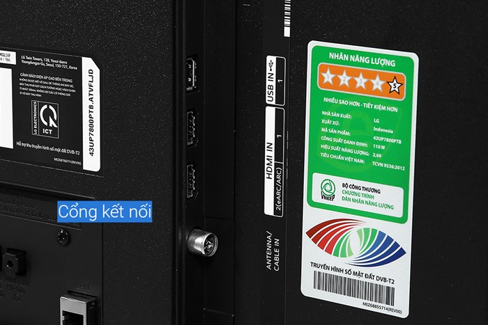 Smart Tivi LG 4K 43 inch 43UP7800PTB Màu Đen