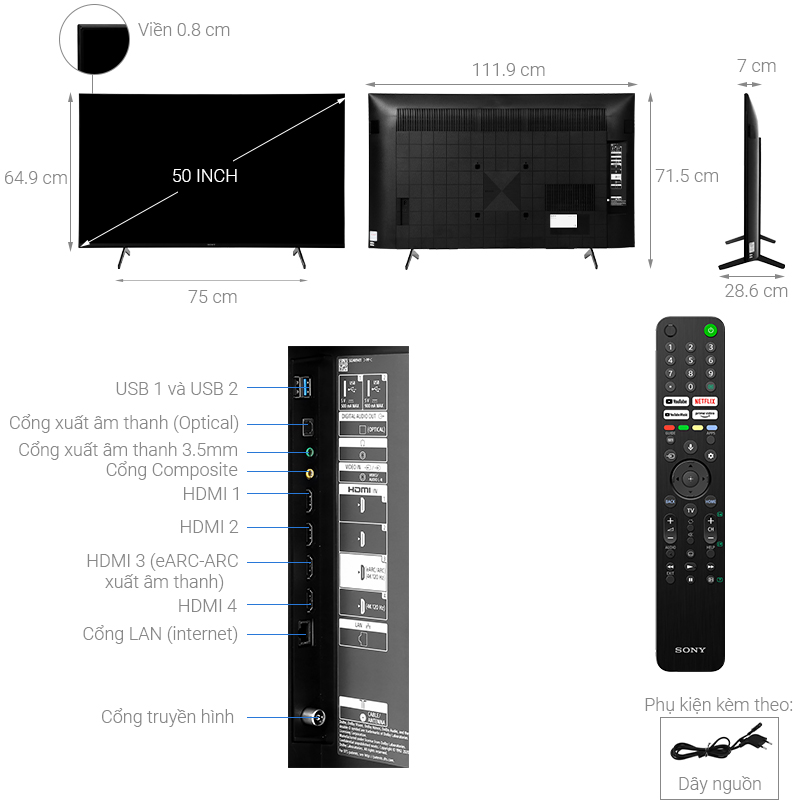 Android Tivi Sony 4K 50 inch XR-50X90J