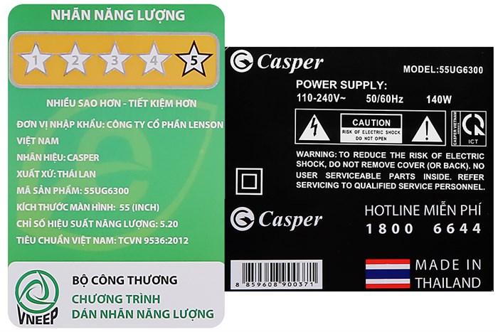 Android Tivi Led Casper 4K 55 inch 55UG6300 Màu Đen