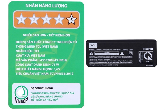 Android Tivi TCL 43 inch L43S5200 Màu Đen