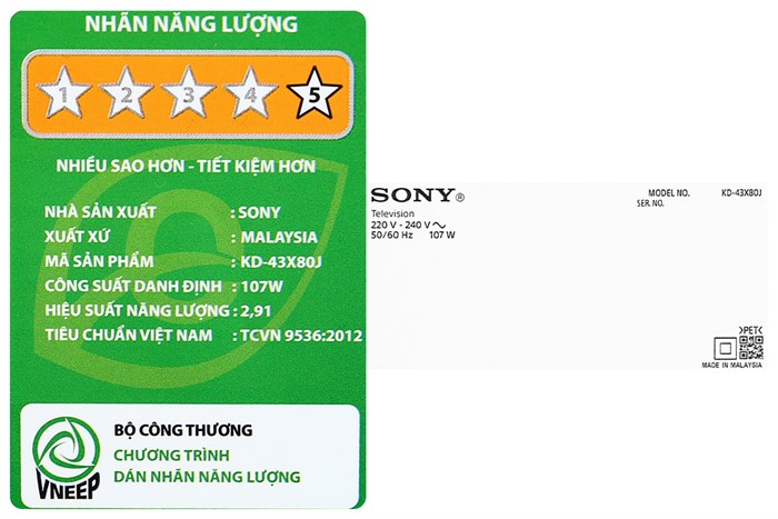 Android Tivi Sony 4K 43 inch KD-43X80J Màu Đen