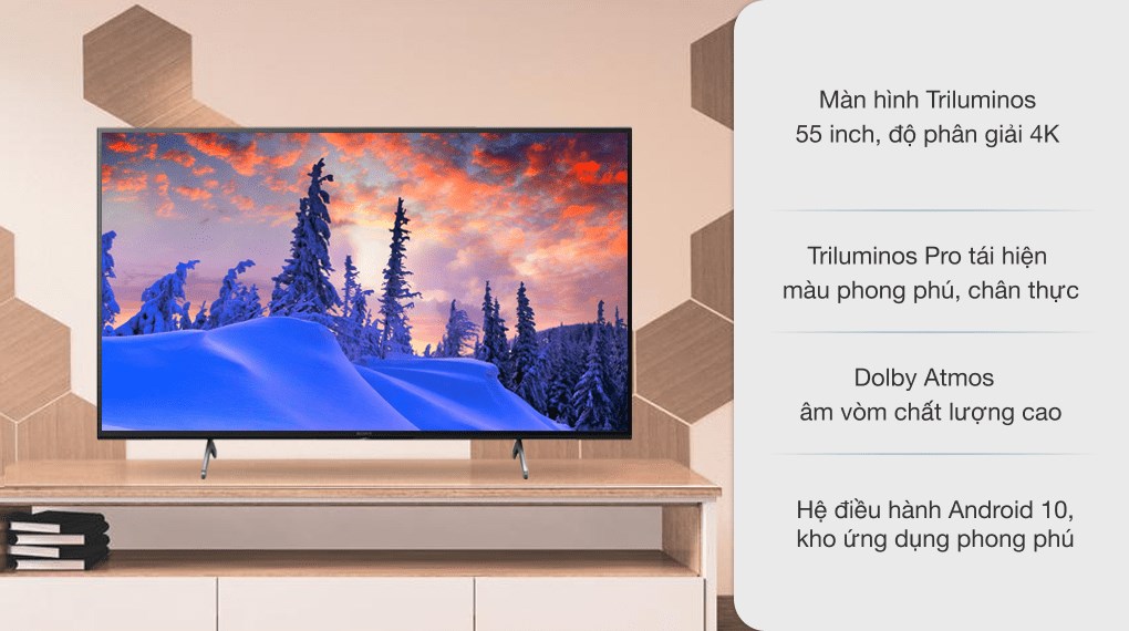 Android Tivi Sony 4K 55 inch KD-55X80J - giá tốt, có trả góp