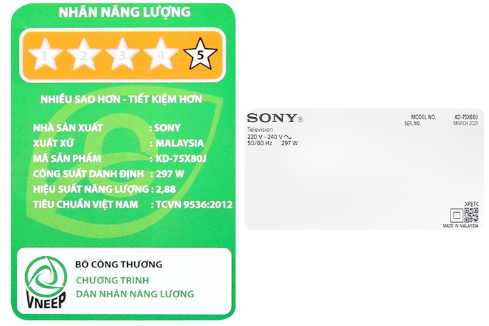 Android Tivi Sony 4K 75 inch KD-75X80J Màu Đen