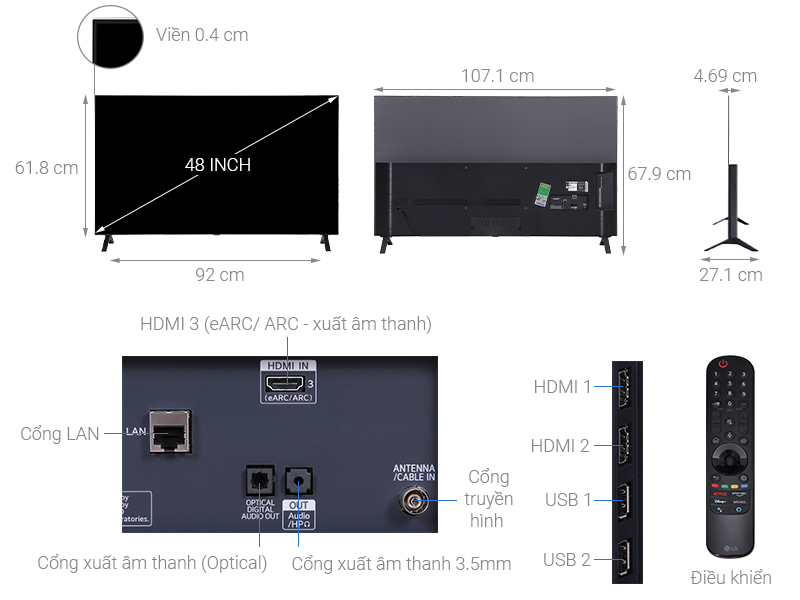 Smart Tivi OLED LG 4K 48 inch 48A1PTA