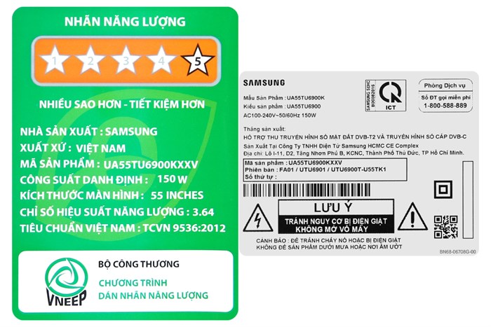 Smart Tivi Samsung 4K 55 inch UA55TU6900 Màu Đen