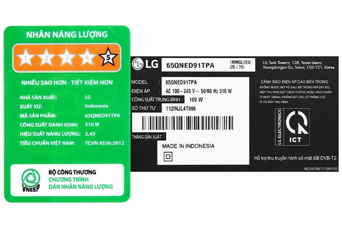 Smart Tivi QNED LG 4K 65 inch 65QNED91TPA Màu Đen