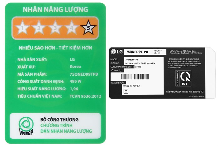 Smart Tivi QNED LG 8K 75 inch 75QNED99TPB Màu Đen