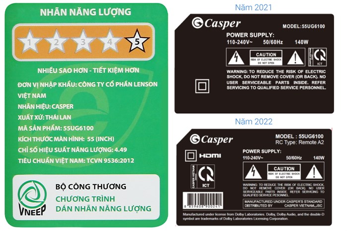 Android Tivi Casper 4K 55 inch 55UG6100 Màu Đen